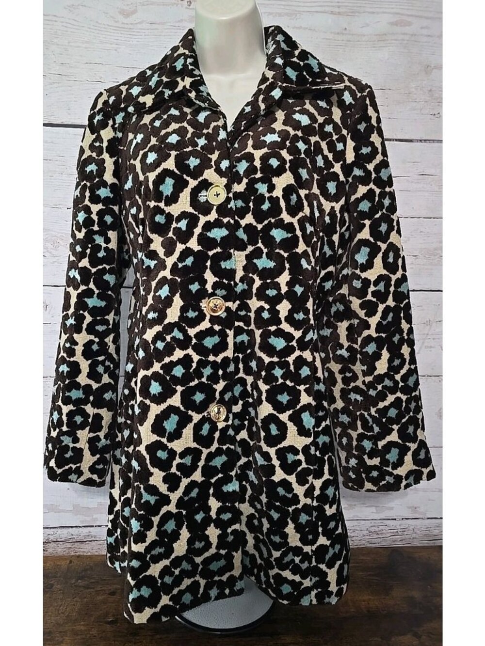 3 Sisters Boutique Animal Print Coat Sassy Kitschy Lined Pockets Women's Large